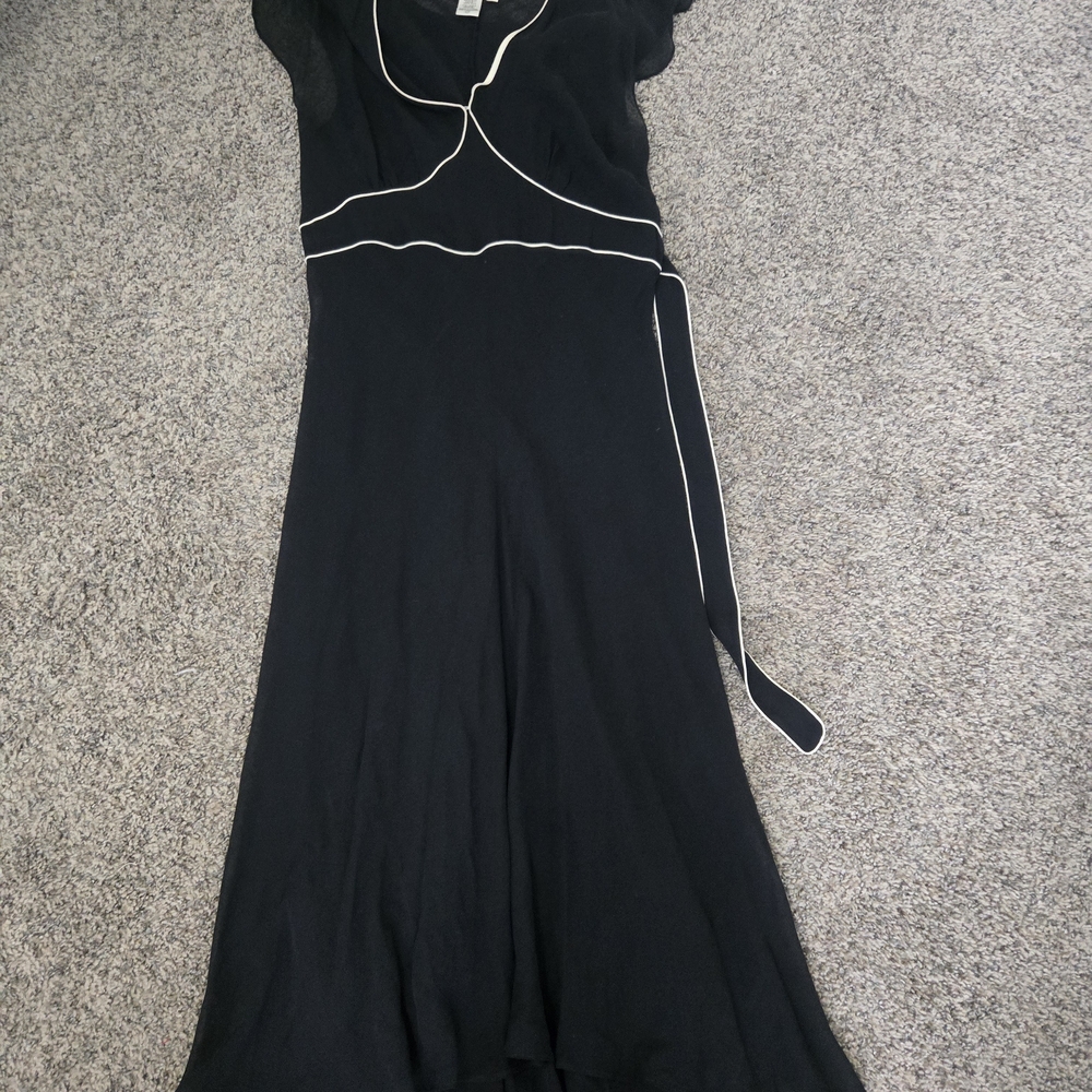 Max Studio Black Maxi Dress with Cream Piping